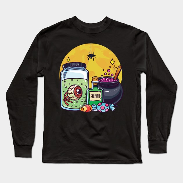 Magic Halloween Tricks or Treat Potions Long Sleeve T-Shirt by Kali Space